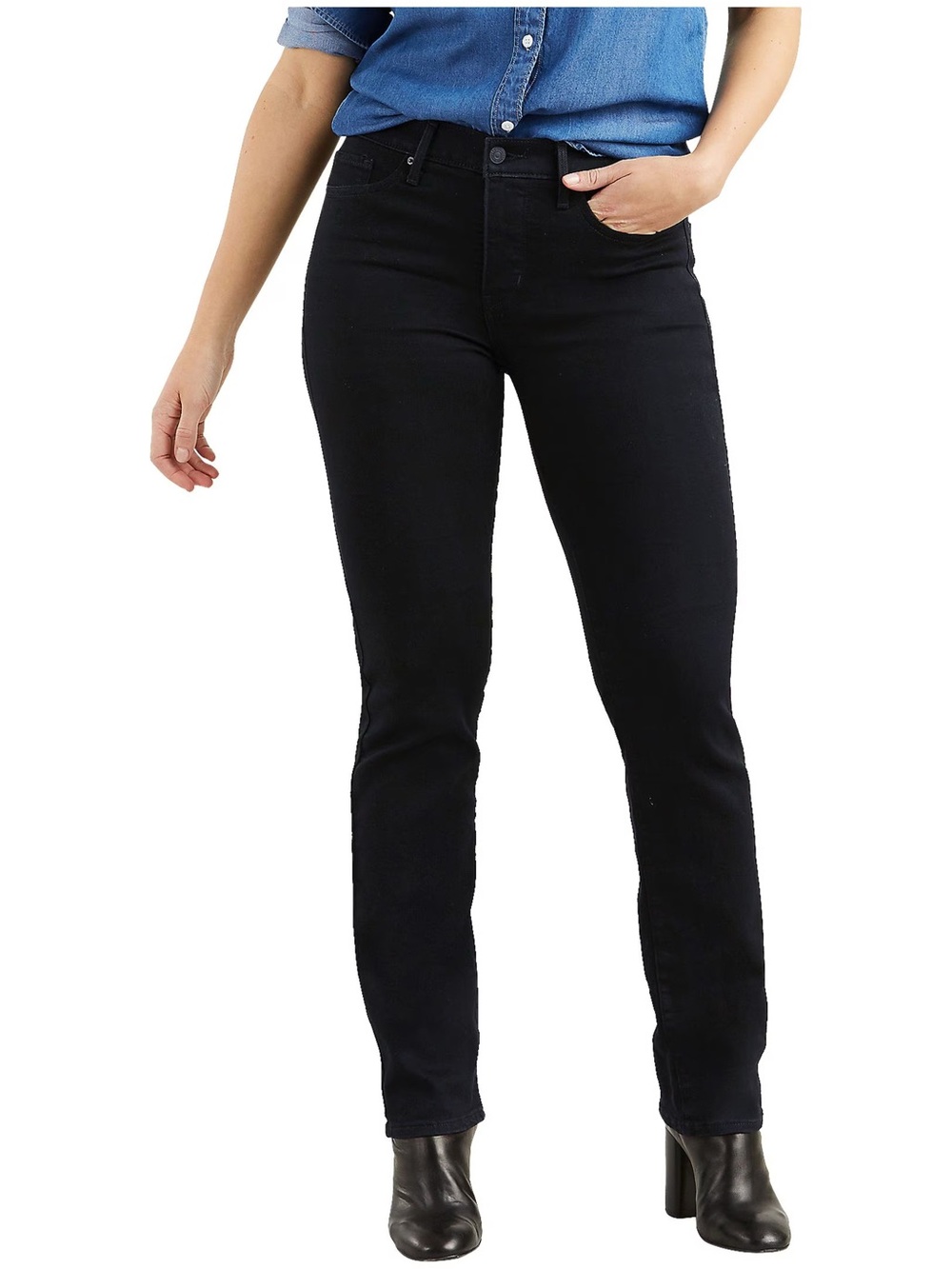 Levi's (31) 314 Shaping Straight Jeans Soft Black Stretch Super-Soft